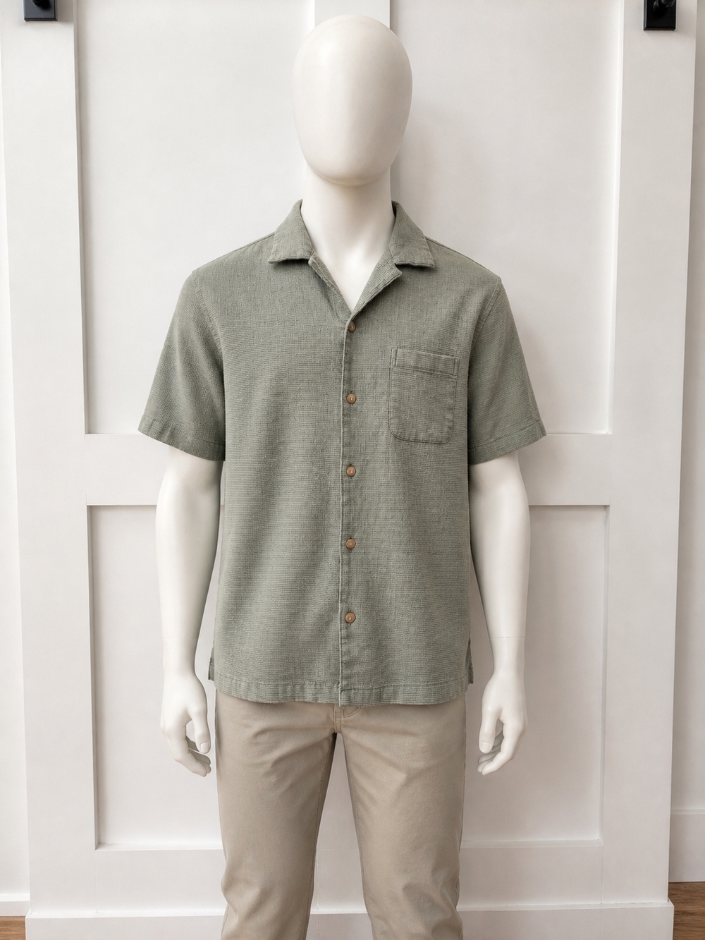 J. Crew Short-Sleeve Button-Down Camp Shirt in Sage Green